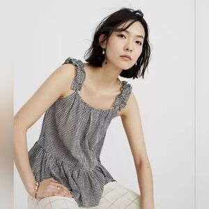 Madewell Ruffle-Strap Cami Top in Gingham